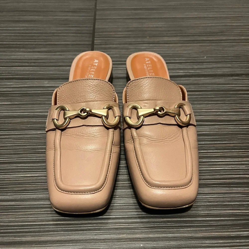 Tan Leather Mules - Picture 1 of 2